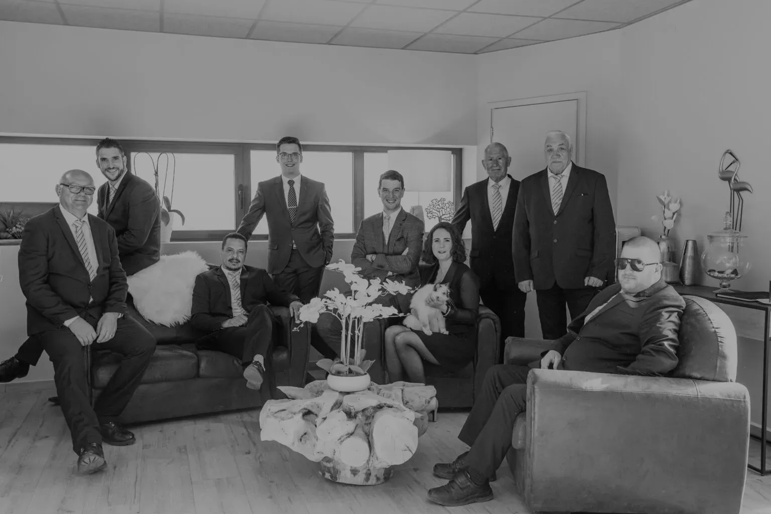 Portrait de l'équipe des Pompes Funèbres Autem (N&B).